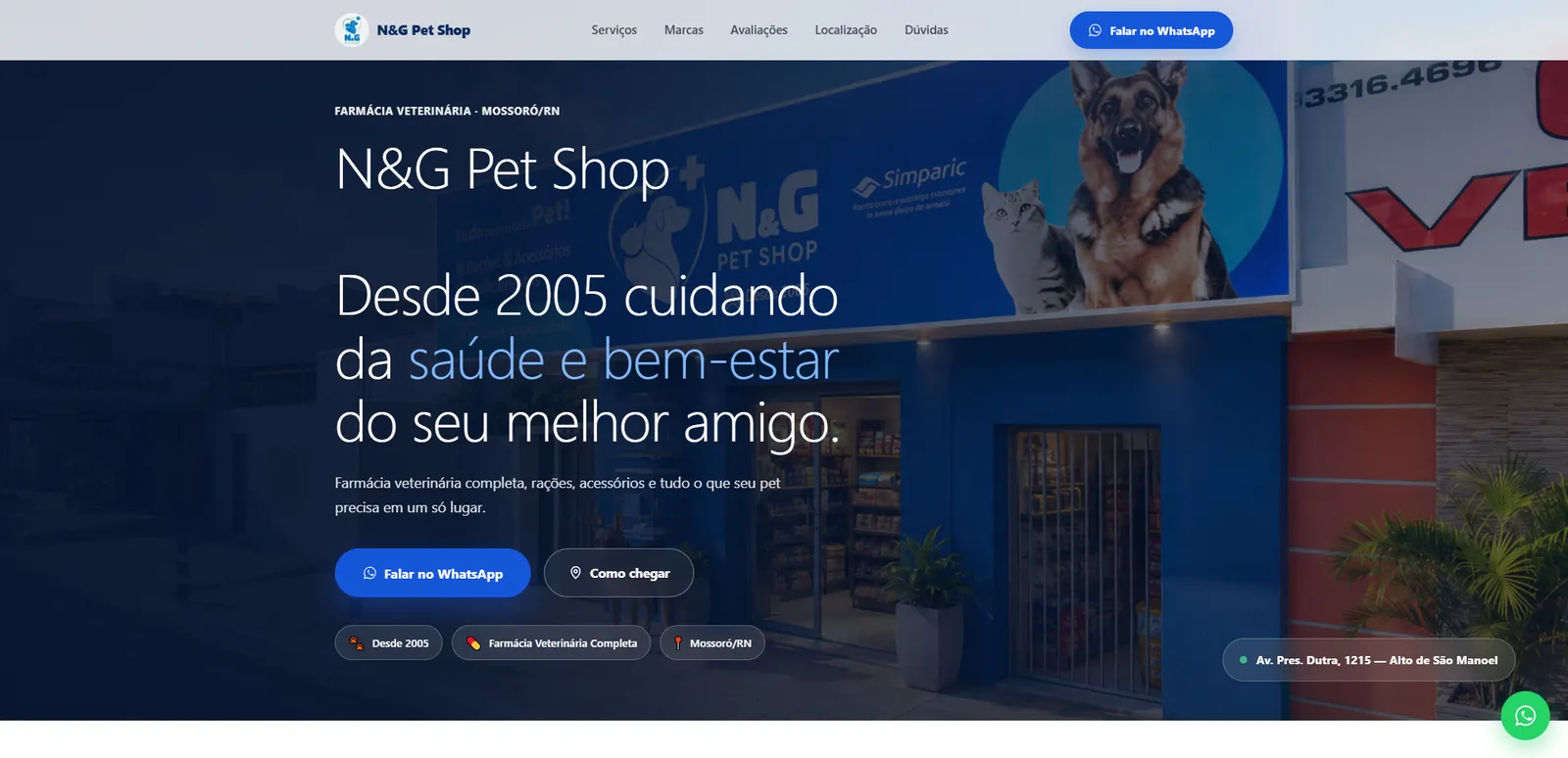 Preview do site N&G Pet Shop